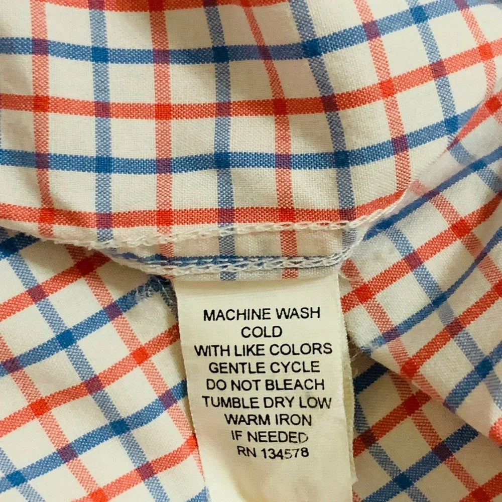 Vineyard Vines Whale Shirt Mens XL Red Blue Check Long Sleeve Button Down Cotton